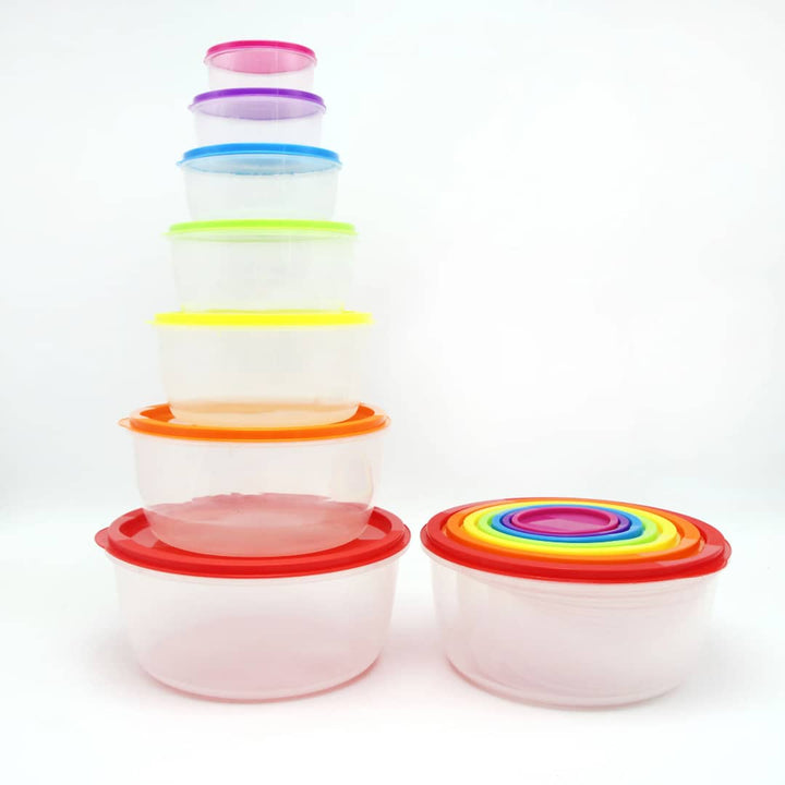 Set de 7 Bols de Conservation avec Couvercles Colorés Arc-en-Ciel - Rangement Cuisine Hermétique