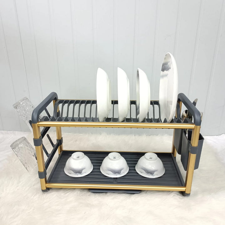 Égouttoir à Vaisselle 2 Niveaux SX-842 - Aluminium Anti-Rouille - Rangement Cuisine