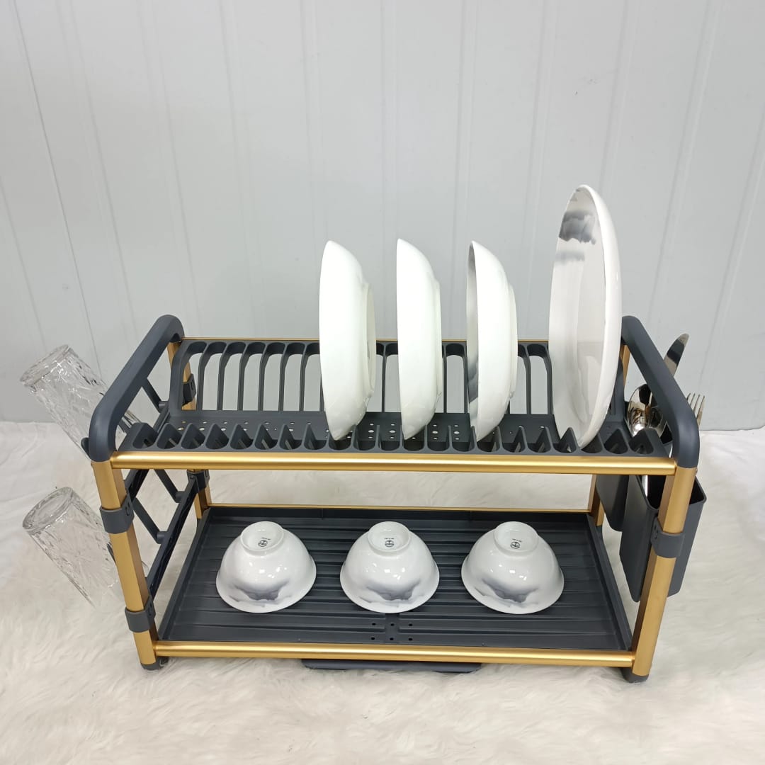Égouttoir à Vaisselle 2 Niveaux SX-842 - Aluminium Anti-Rouille - Rangement Cuisine