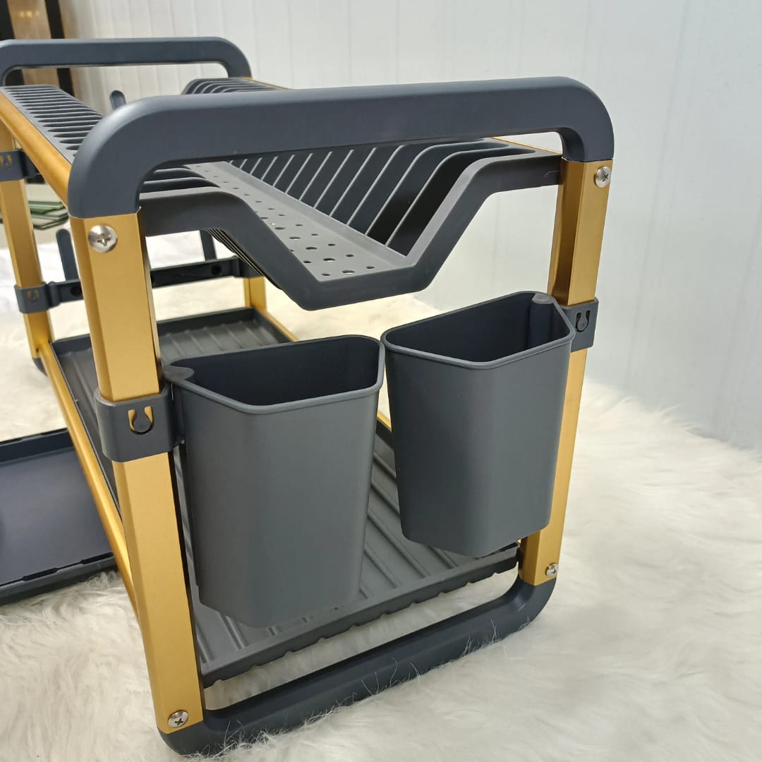 Égouttoir à Vaisselle 2 Niveaux SX-842 - Aluminium Anti-Rouille - Rangement Cuisine
