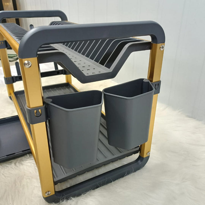 Égouttoir à Vaisselle 2 Niveaux SX-842 - Aluminium Anti-Rouille - Rangement Cuisine