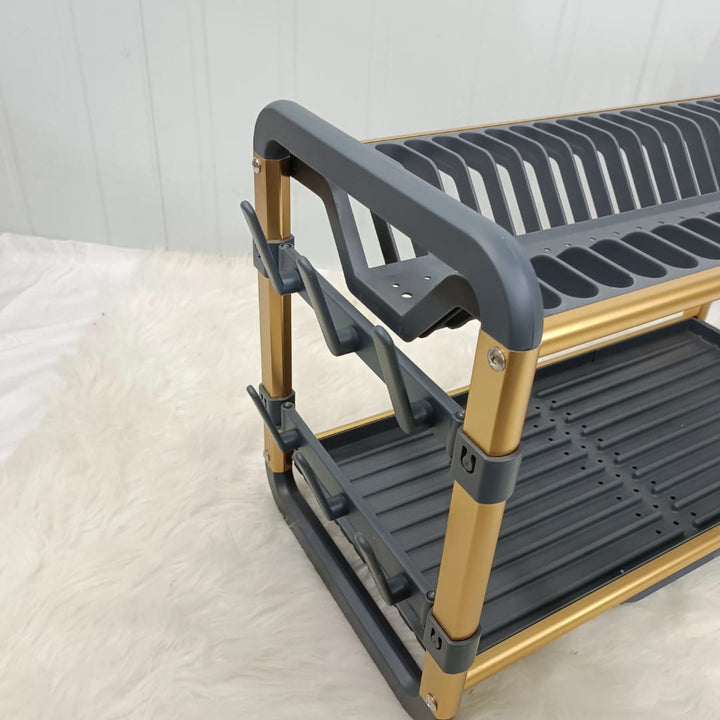 Égouttoir à Vaisselle 2 Niveaux SX-842 - Aluminium Anti-Rouille - Rangement Cuisine