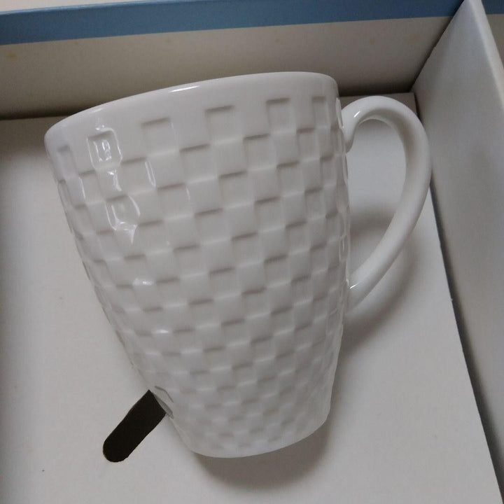 Mug Céramique Texturé Blanc 350ml - Tasse à Café Élégante pour Maison et Bureau LOT DE 6 PIECES
