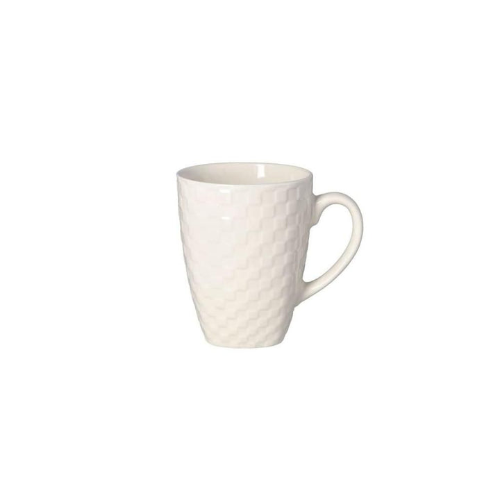 Mug Céramique Texturé Blanc 350ml - Tasse à Café Élégante pour Maison et Bureau LOT DE 6 PIECES