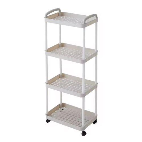 Étagère de Rangement Mobile 4 Niveaux avec Roulettes - Gain de Place Cuisine Salle de Bain Chambre