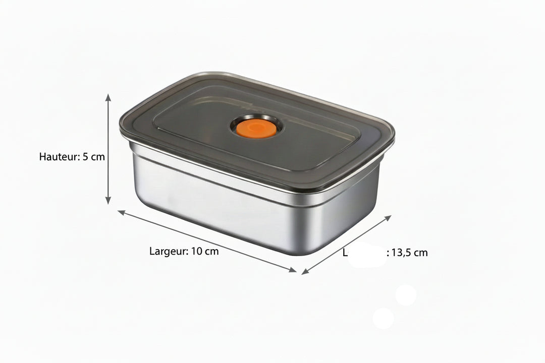 Lot de 4 Boîtes de Conservation Hermétiques en Inox - Rangement Cuisine Réfrigérateur