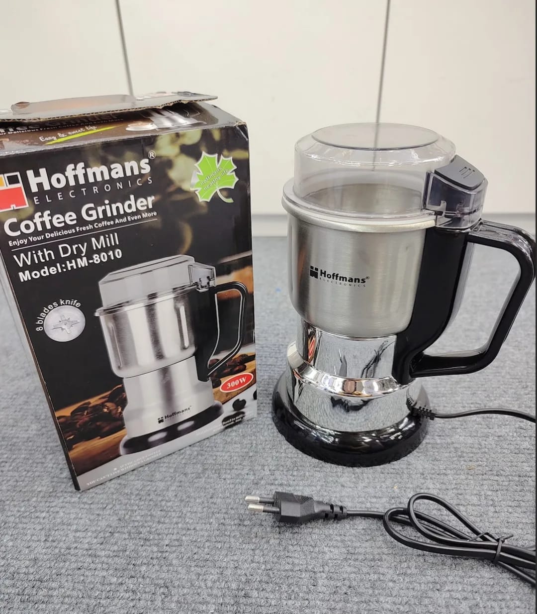 Moulin à Café Électrique Hoffmans HM-8010 300W avec Broyeur à Sec - Moulin à Grains et Épices