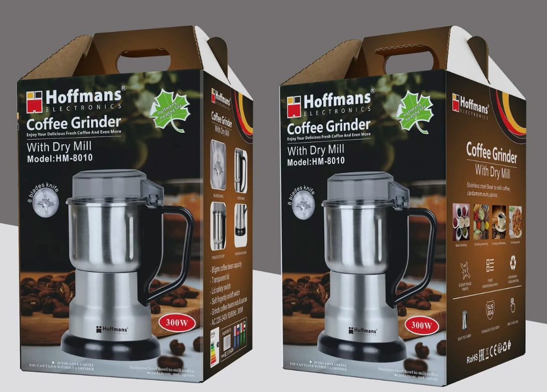 Moulin à Café Électrique Hoffmans HM-8010 300W avec Broyeur à Sec - Moulin à Grains et Épices
