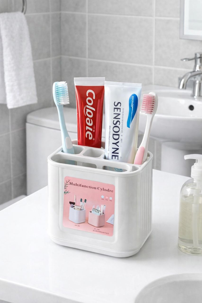 Porte-Brosses à Dents Multifonction - Organisateur Salle de Bain avec Compartiments