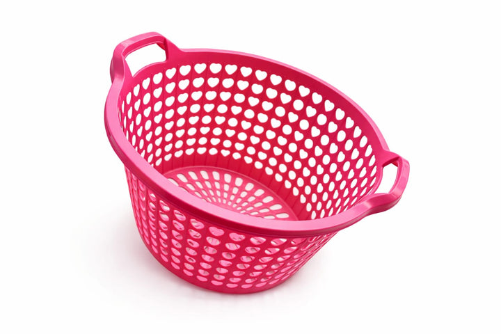 Panier à Linge Rose avec Poignées 47cm - Rangement Pratique pour Lessive