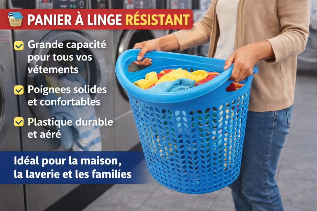 Panier à Linge Résistant 45cm - Grande Capacité pour Famille | Plastique Durable