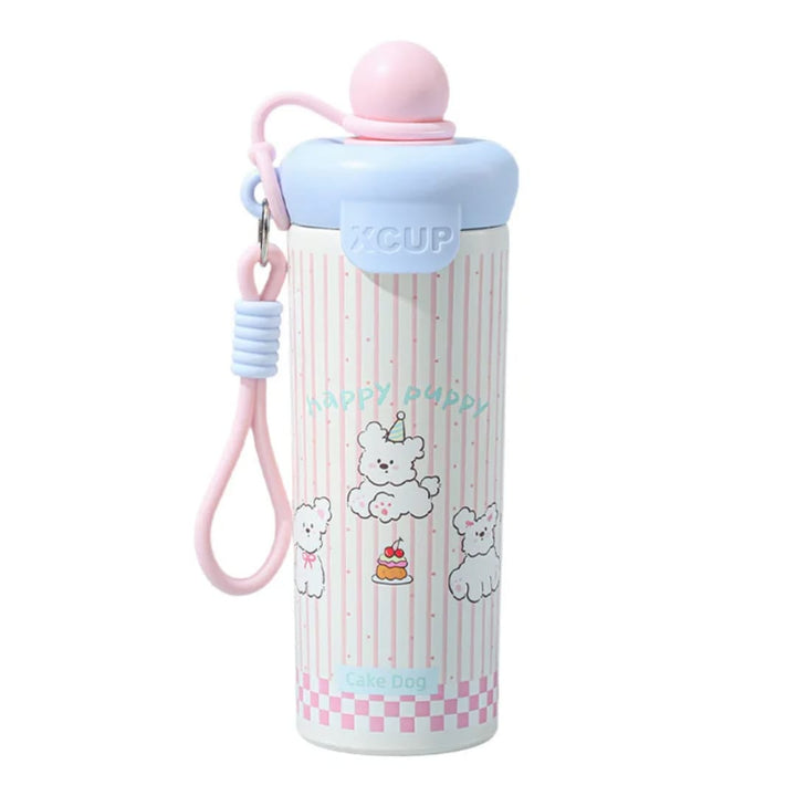 Gourde Isotherme Kawaii 600ml - Bouteille Réutilisable avec Cordon - Idéale Enfants &amp; Adultes