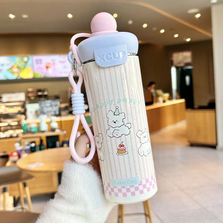Gourde Isotherme Kawaii 600ml - Bouteille Réutilisable avec Cordon - Idéale Enfants &amp; Adultes