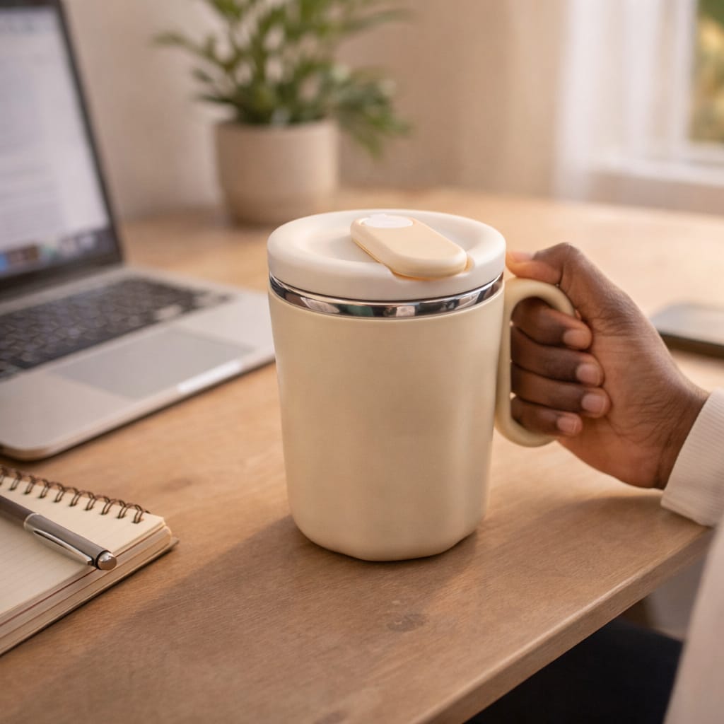 Mug Isotherme Inox 450ml avec Couvercle - Garde Boissons Chaudes &amp; Froides