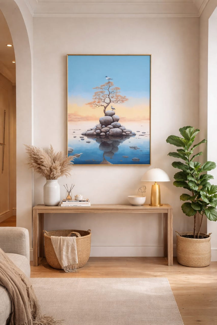 Tableau Décoratif Zen Équilibre &amp; Sérénité 50x70cm - Décoration Murale Moderne Salon Chambre