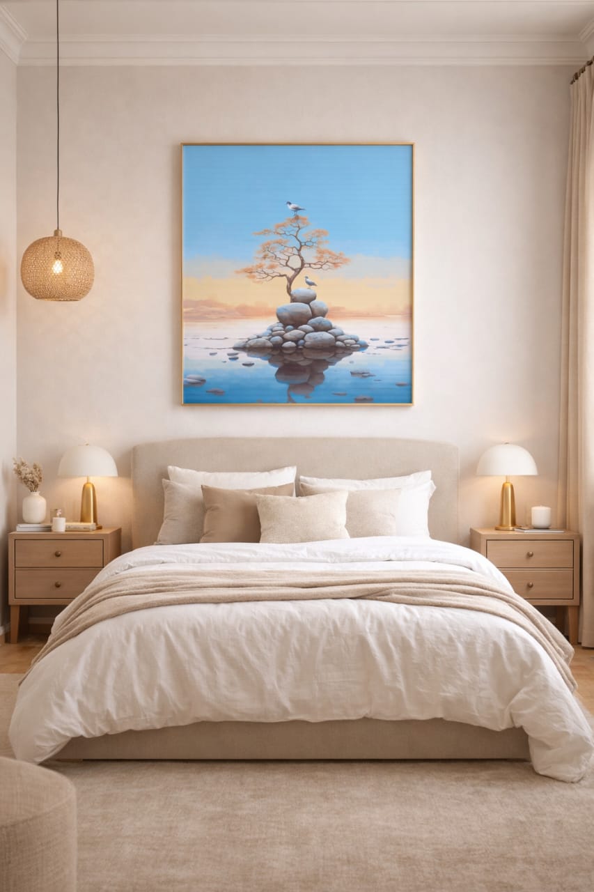 Tableau Décoratif Zen Équilibre &amp; Sérénité 50x70cm - Décoration Murale Moderne Salon Chambre