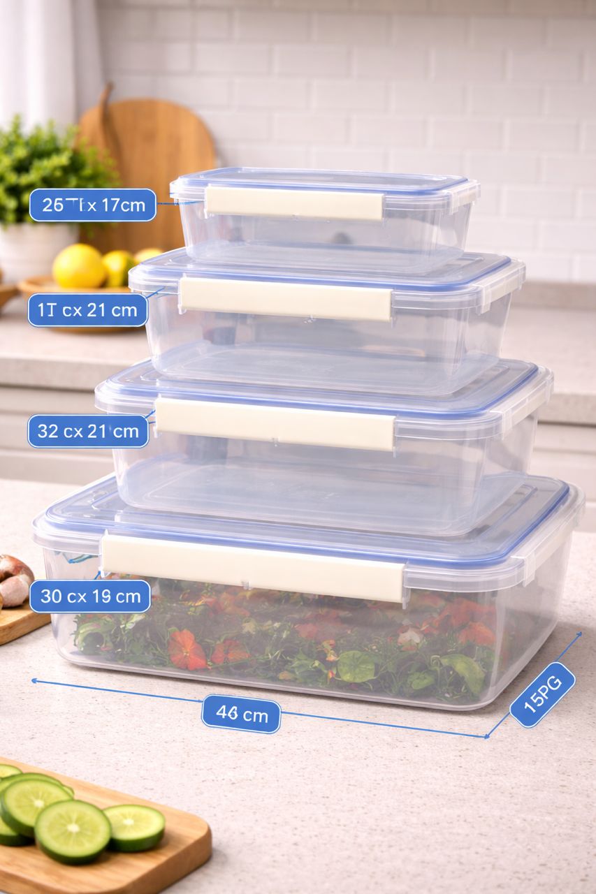 Lot de 4 Boîtes Hermétiques Alimentaires – Conservation Fraîcheur Garantie | La Boutique Secrète