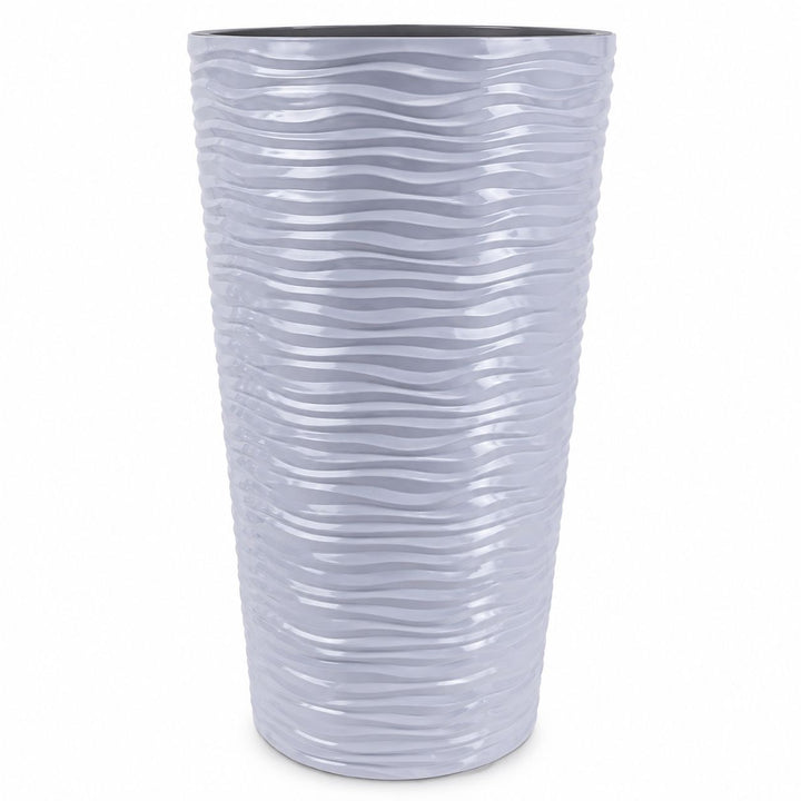 Cache-Pot Ondulé Design – Blanc &amp; Or | Grand Pot Décoratif Intérieur/Extérieur