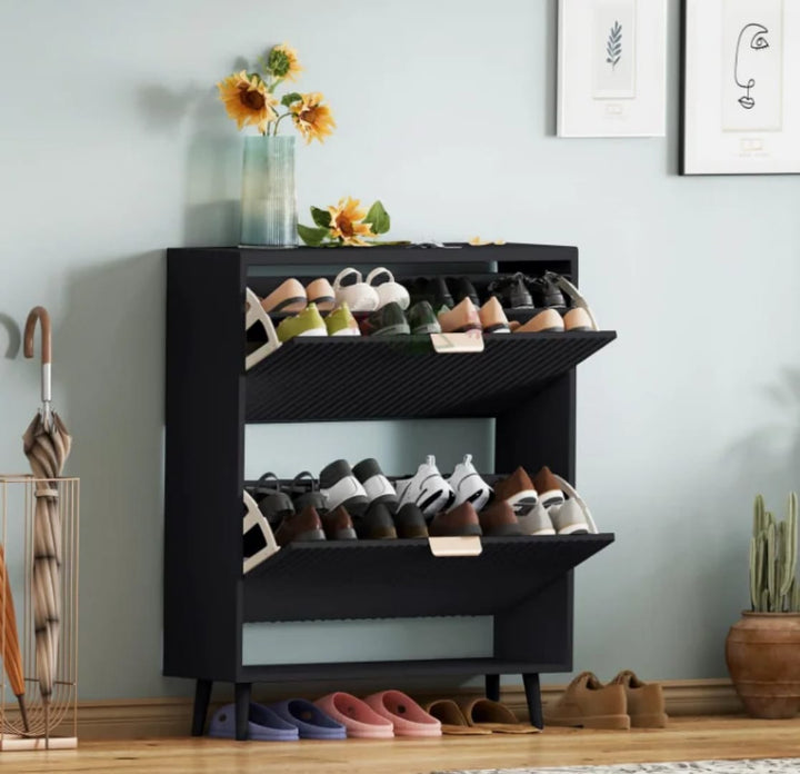 Meuble à Chaussures Métal 2 Abattants – Rangement Entrée Gain de Place | La Boutique Secrète