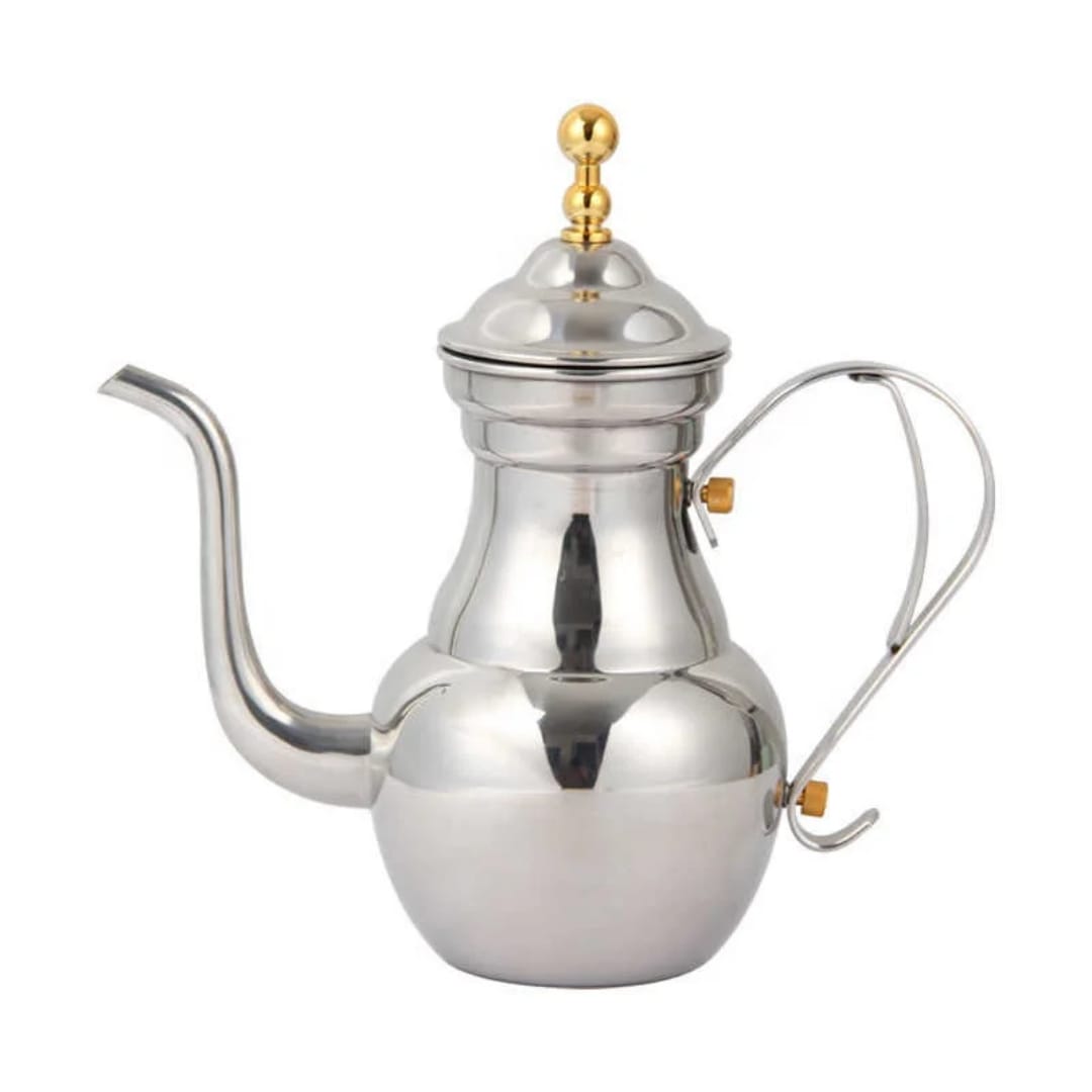 Théière Orientale Inox Dorée – Bouilloire Arabe Style Marocain | Acier Inoxydable Premium