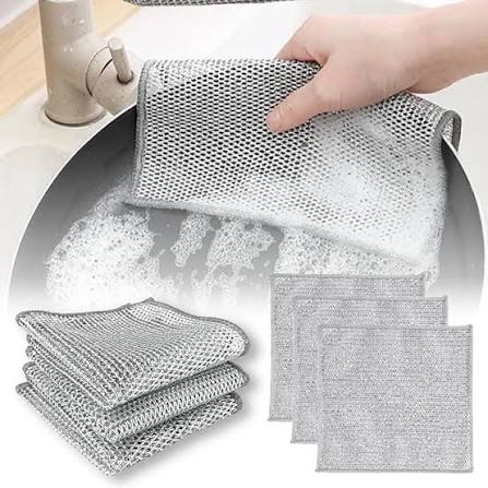 Pack Nettoyage Cuisine Ultra Efficace – Éponge Métallique Anti-Rayures + Gant + Lingettes Réutilisables