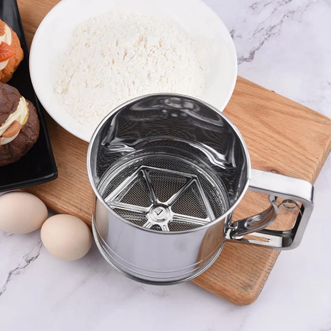 Tamis à Farine Inox – Tamiseur Manuel Professionnel pour Pâtisserie &amp; Boulangerie