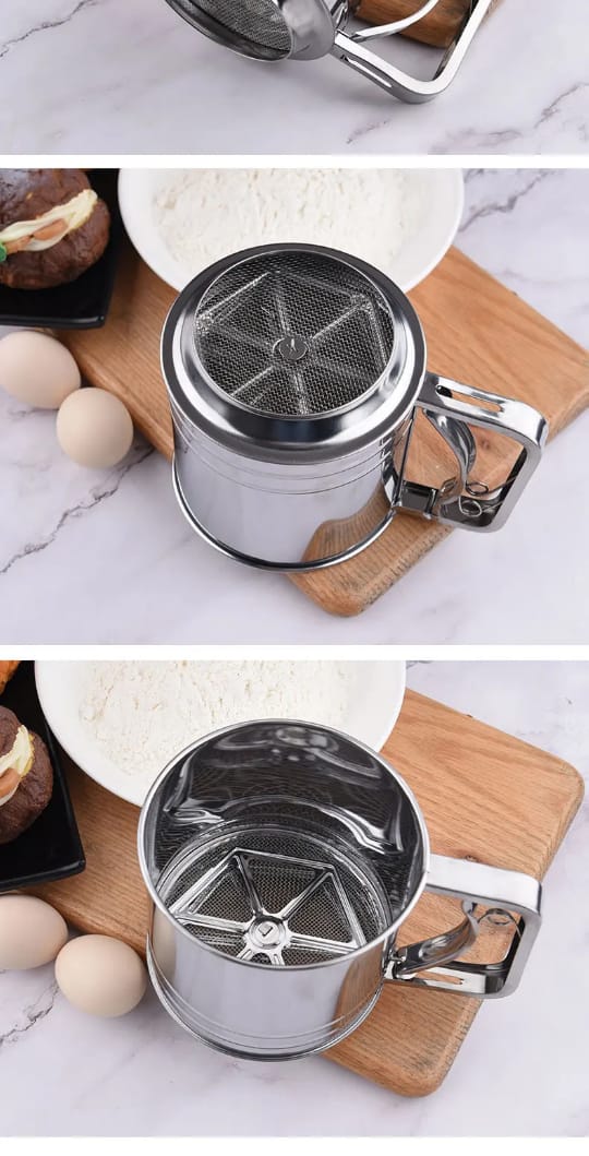 Tamis à Farine Inox – Tamiseur Manuel Professionnel pour Pâtisserie &amp; Boulangerie