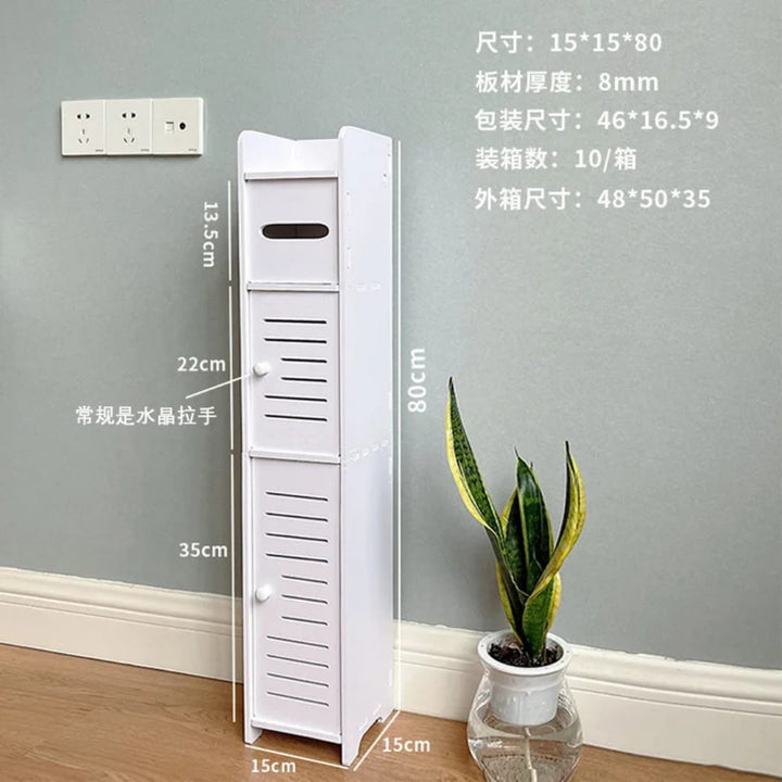 Colonne de Rangement Salle de Bain 80cm – Meuble Étroit 2 Portes | Livré Démonté