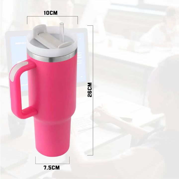 Gobelet Isotherme 1200 mL – Grande Capacité avec Poignée &amp; Paille | Acier Inoxydable BPA-Free