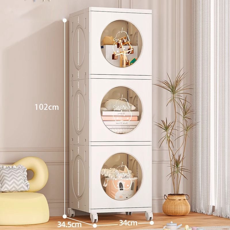 Armoire de Rangement Pliable 3 Niveaux avec Roulettes – 101,5 cm