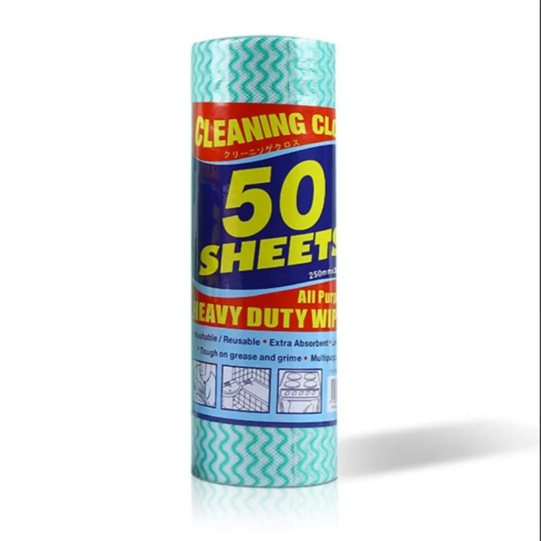 Lingettes Nettoyantes Réutilisables 50 Feuilles – Rouleau Heavy Duty Multiusage