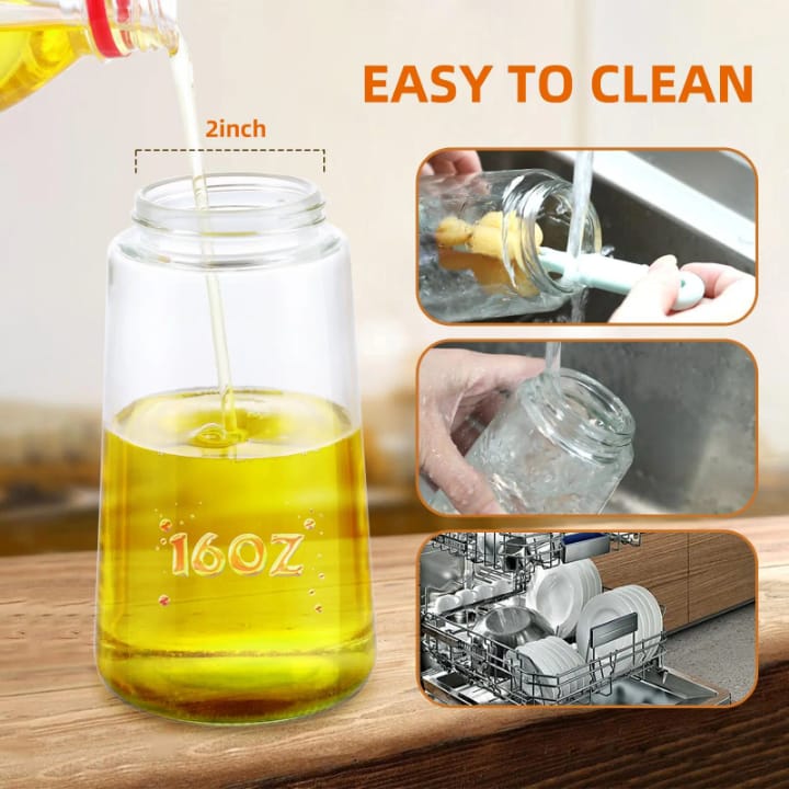Flacon Huilier 2-en-1 Spray &amp; Verseur en Verre 500ml – Cuisine Saine &amp; Sans Gaspillage