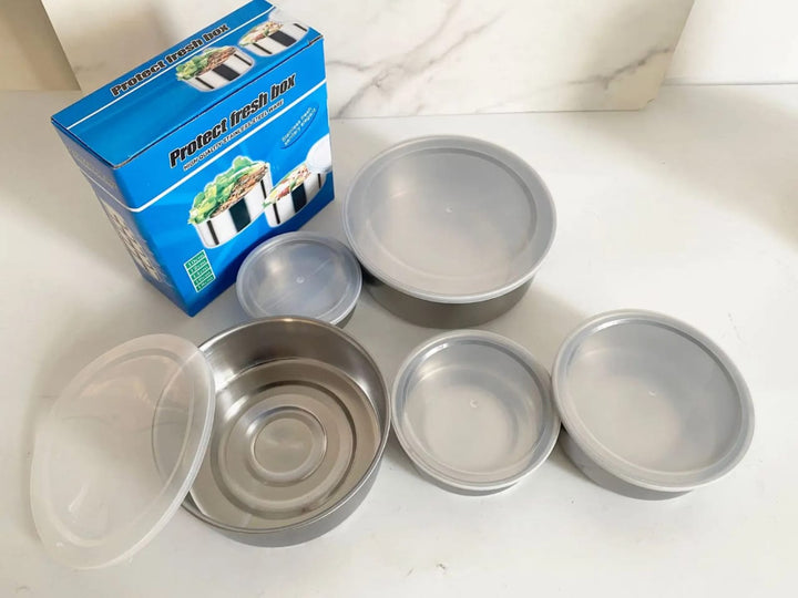 Set de 5 Bols en Inox avec Couvercle Hermétique – Conservation Fraîcheur | 250ml à 1400ml