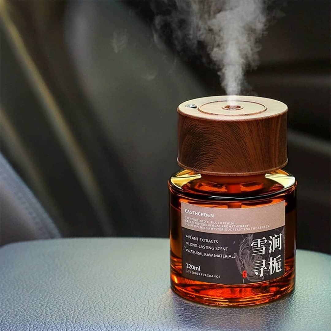 Diffuseur Aromatique Ultrasonique 120ml – Design Bois &amp; Verre Ambré | Ambiance Maison