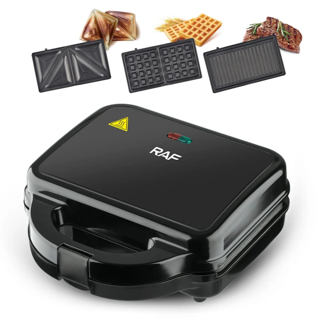 Appareil Sandwich Maker 3-en-1 RAF R.210 – Croque-Monsieur, Gaufres &amp; Grill 1200W