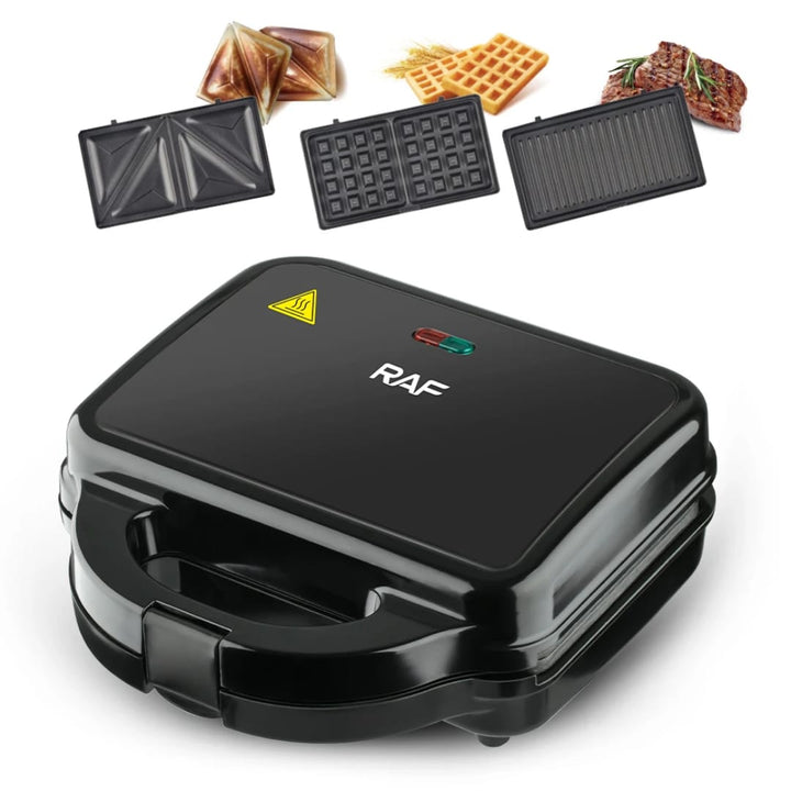 Appareil Sandwich Maker 3-en-1 RAF R.210 – Croque-Monsieur, Gaufres &amp; Grill 1200W