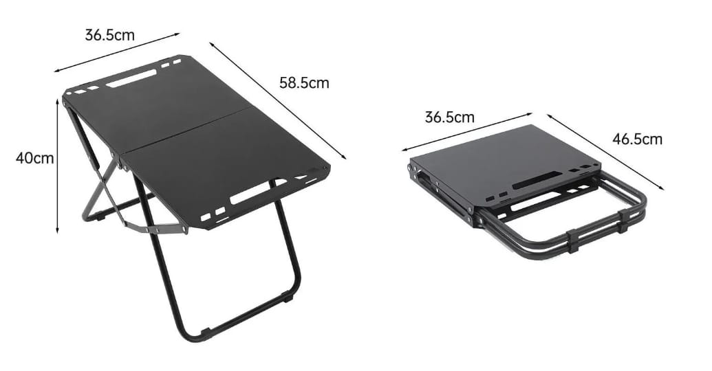 Table Pliante Ultra-Compacte Noire – Camping, Salon &amp; Bureau | Rangement Instantané