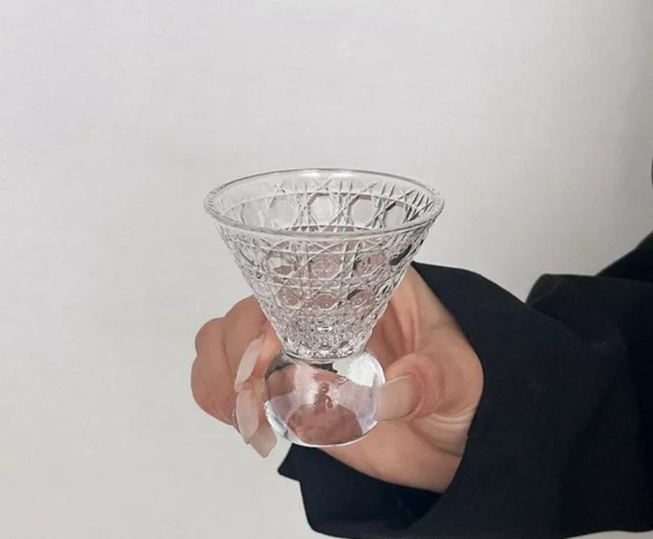 Verre Cocktail Cristal Taillé Ball Base — Coupe Martini Luxe