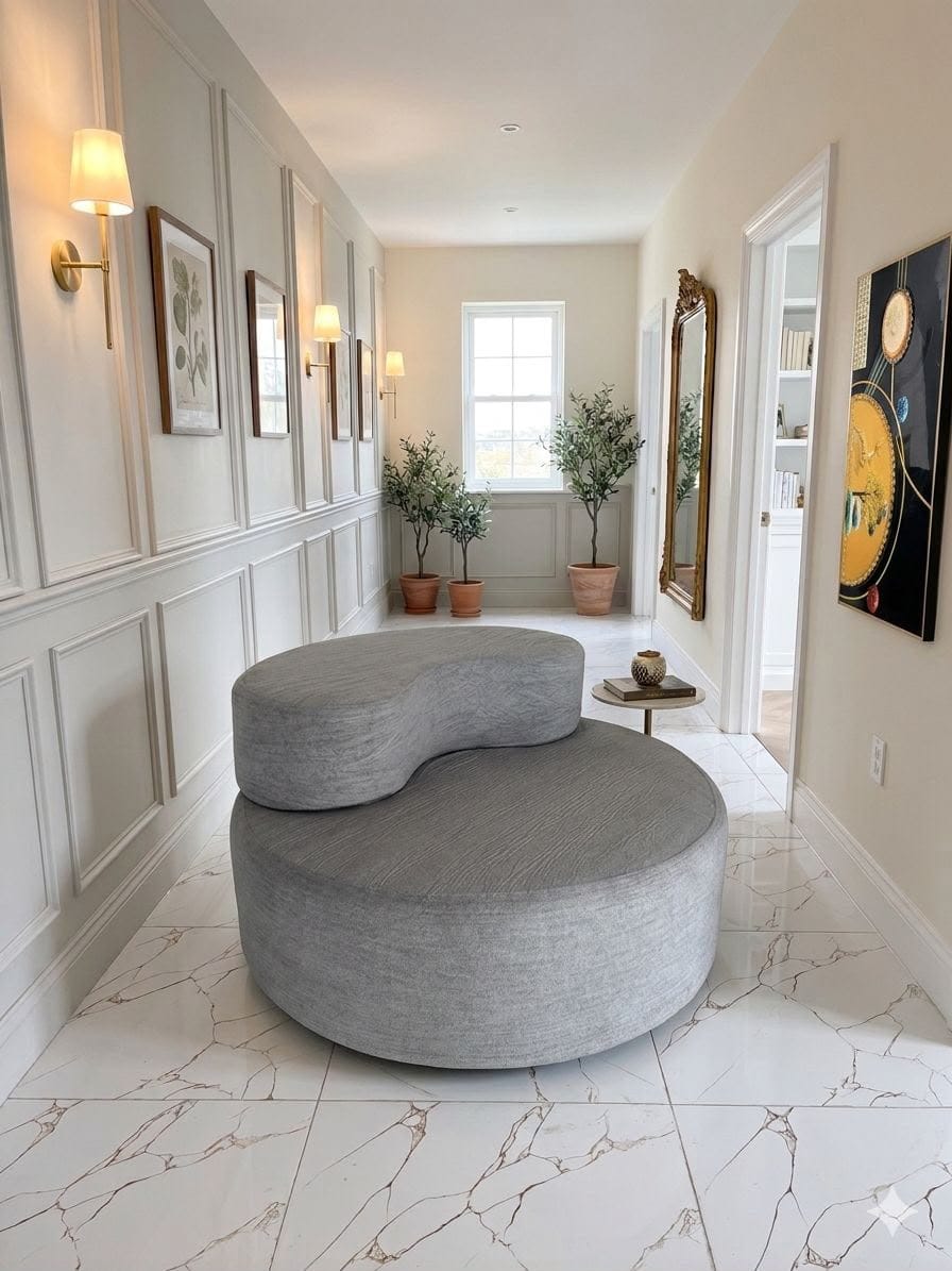 Fauteuil Canapé Rond Compressé Cocoon — Tissu Bouclette Anthracite | 110cm | Livraison Facile Dakar