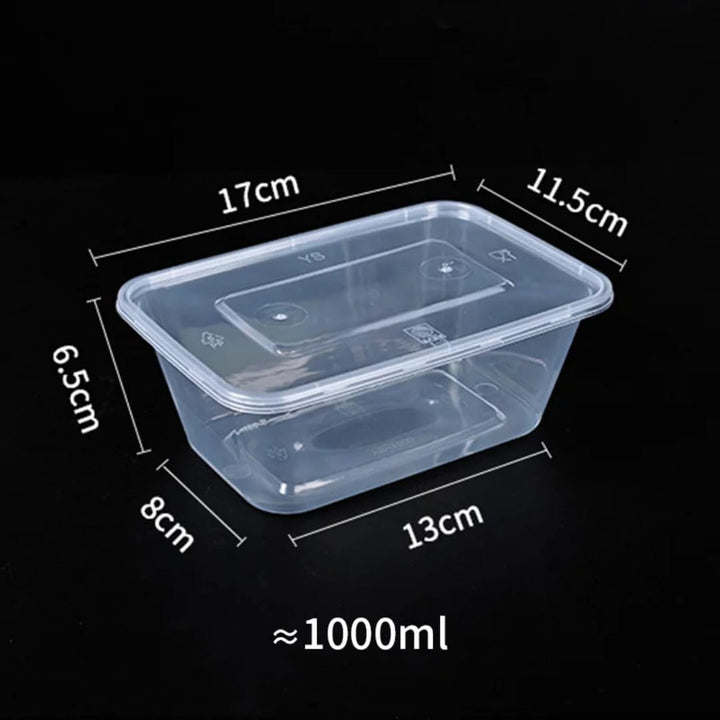 Lot de 5 Boîtes Conservation Alimentaire Jetables 1L - Hermétiques Transparentes