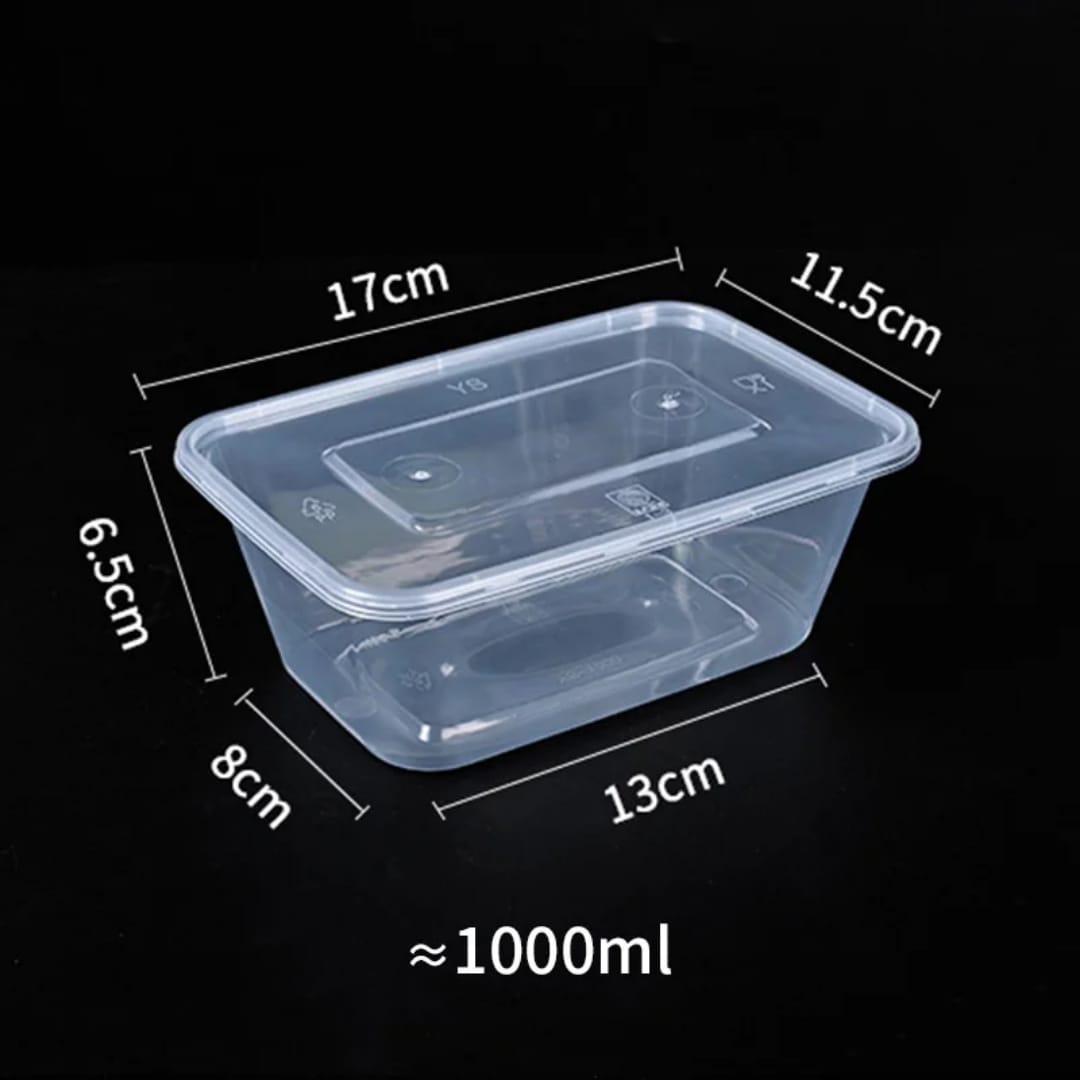 Lot de 5 Boîtes Conservation Alimentaire Jetables 1L - Hermétiques Transparentes