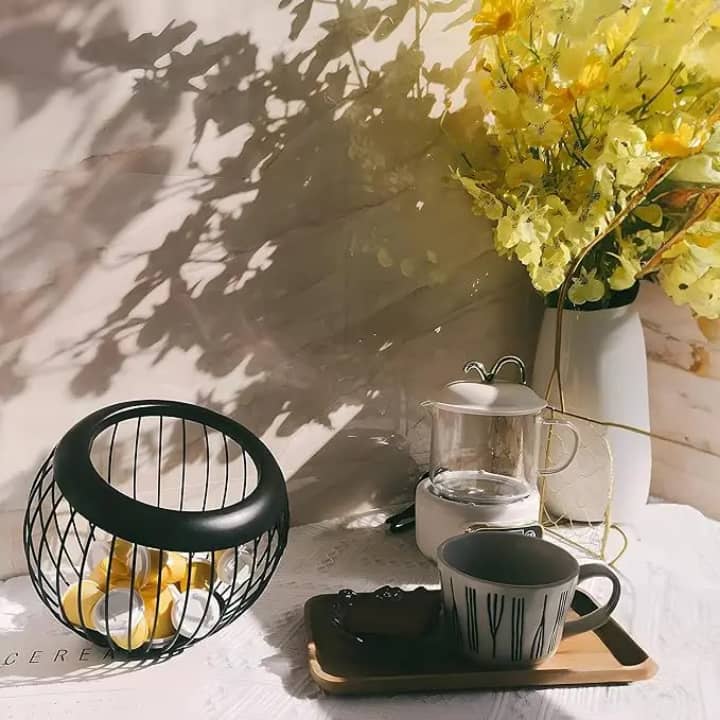 Panier Rangement Capsules Café en Métal Noir - Grande Capacité 100+ Capsules