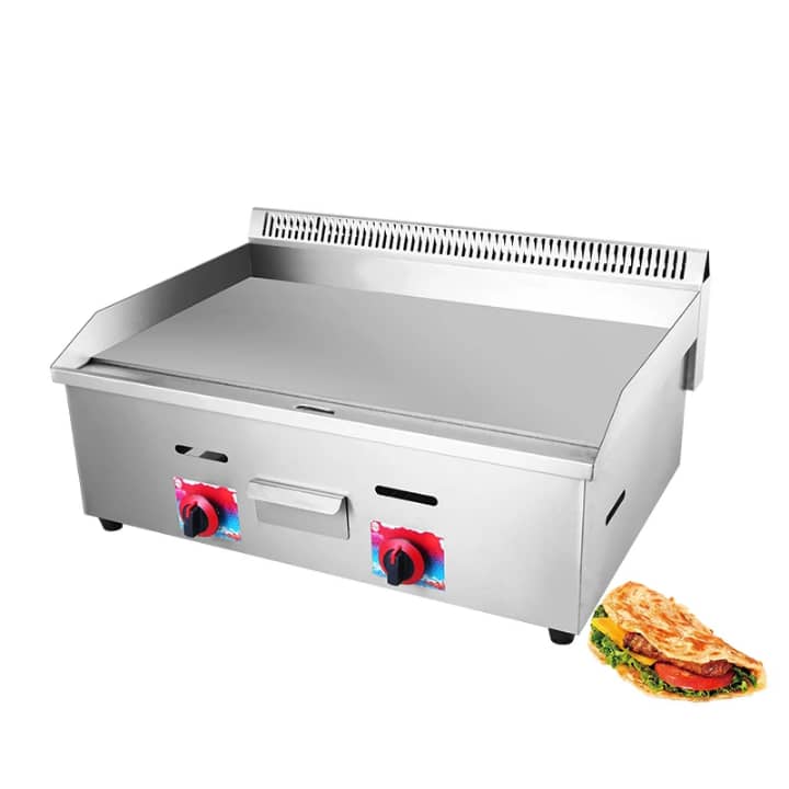 Plancha Professionnelle à Gaz Double Feu LPG/PNG - Plaque Inox 8mm 73x40cm HORECA