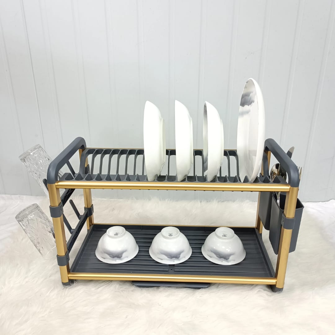 Égouttoir à Vaisselle 2 Niveaux SX-842 - Aluminium Anti-Rouille - Rangement Cuisine
