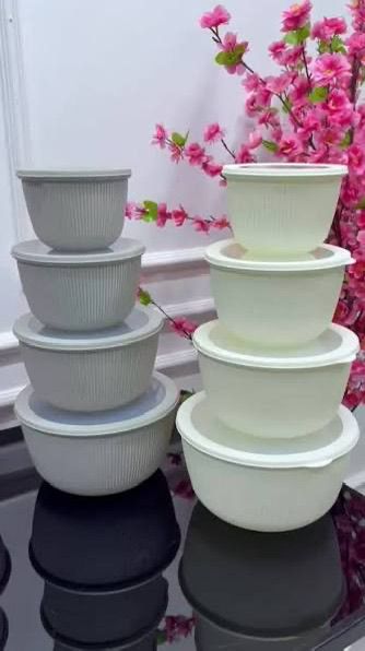 Set 4 Bols Empilables avec Couvercles - 1L à 4,5L - Cuisine et Conservation