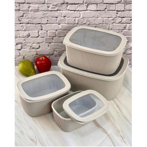 Set 4 Boîtes Rangement Cuisine Hermétiques - 1,2L à 6L - Anti-Odeurs Frigo