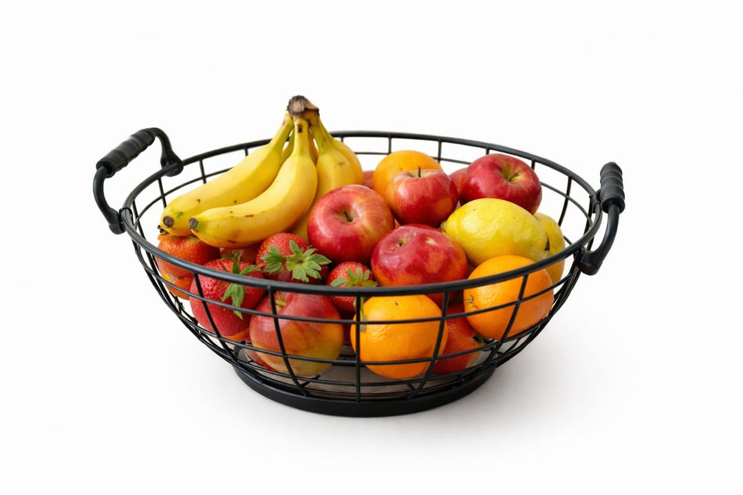 Corbeille à Fruits Design Métal Noir - Rangement Cuisine Élégant
