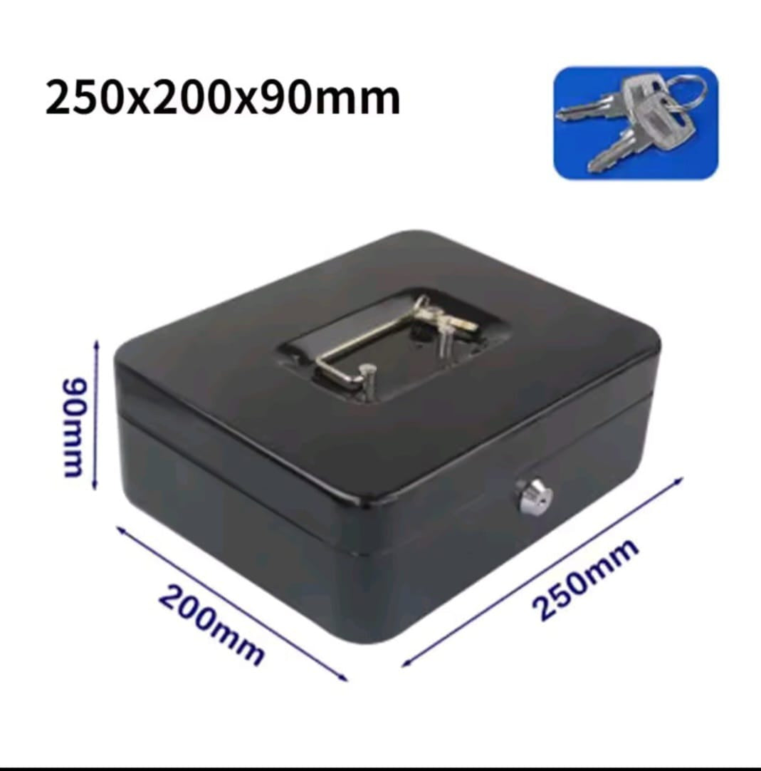 Caisse Métallique Sécurisée à Clé – Coffret de Caisse Bureau 250×200×90 mm