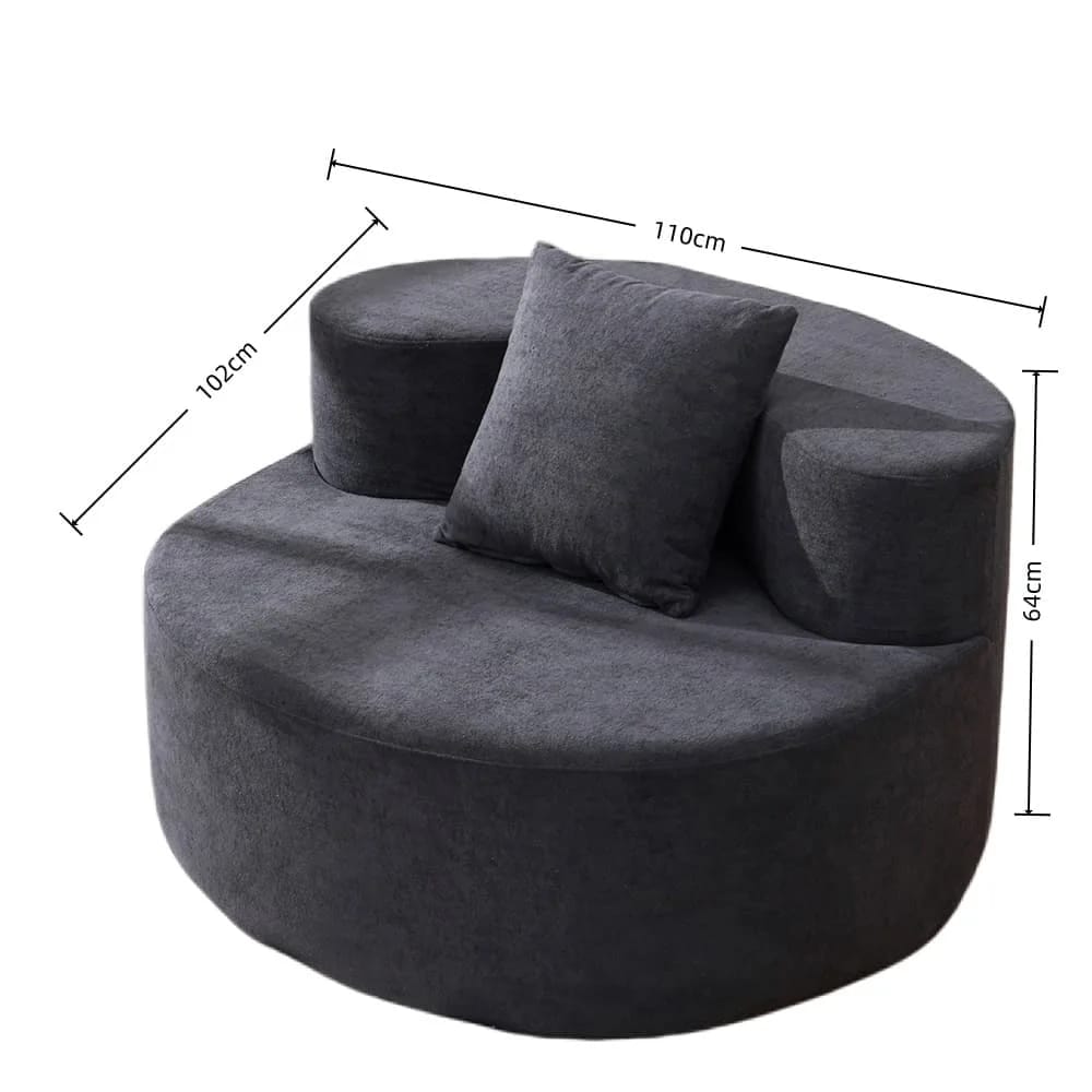 Fauteuil Canapé Rond Compressé Cocoon — Tissu Bouclette Anthracite | 110cm | Livraison Facile Dakar
