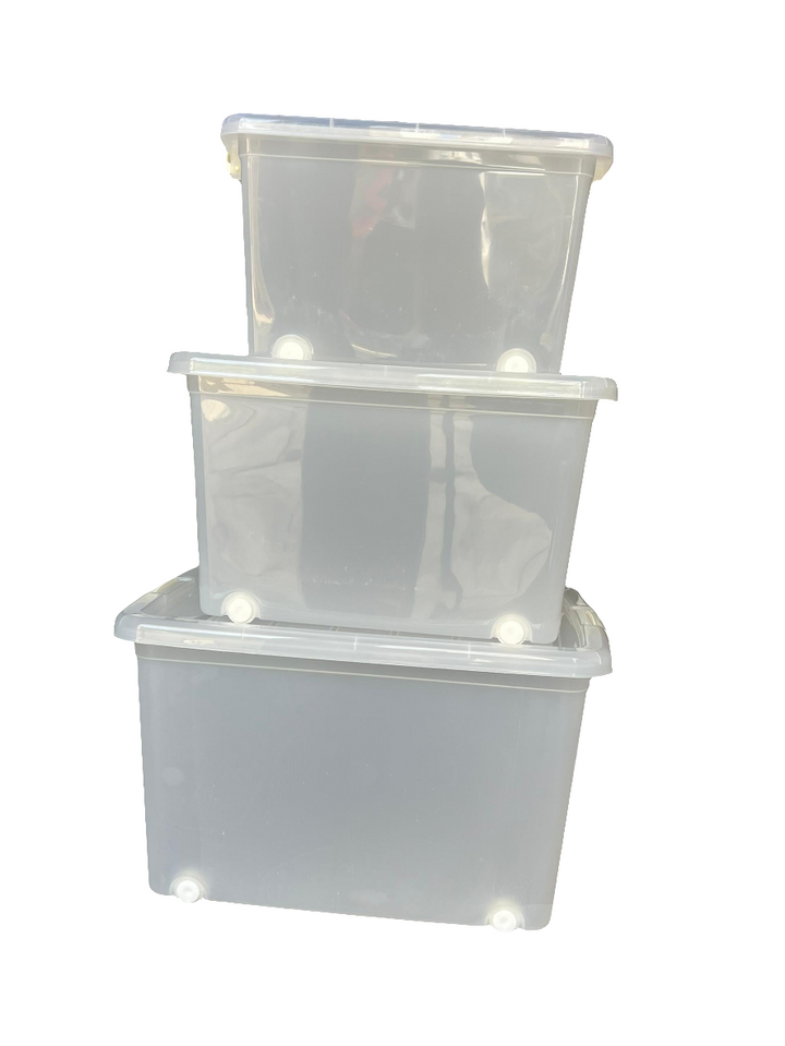 Boîte de Rangement en Plastique avec Couvercle et Roulettes – Grande Capacité